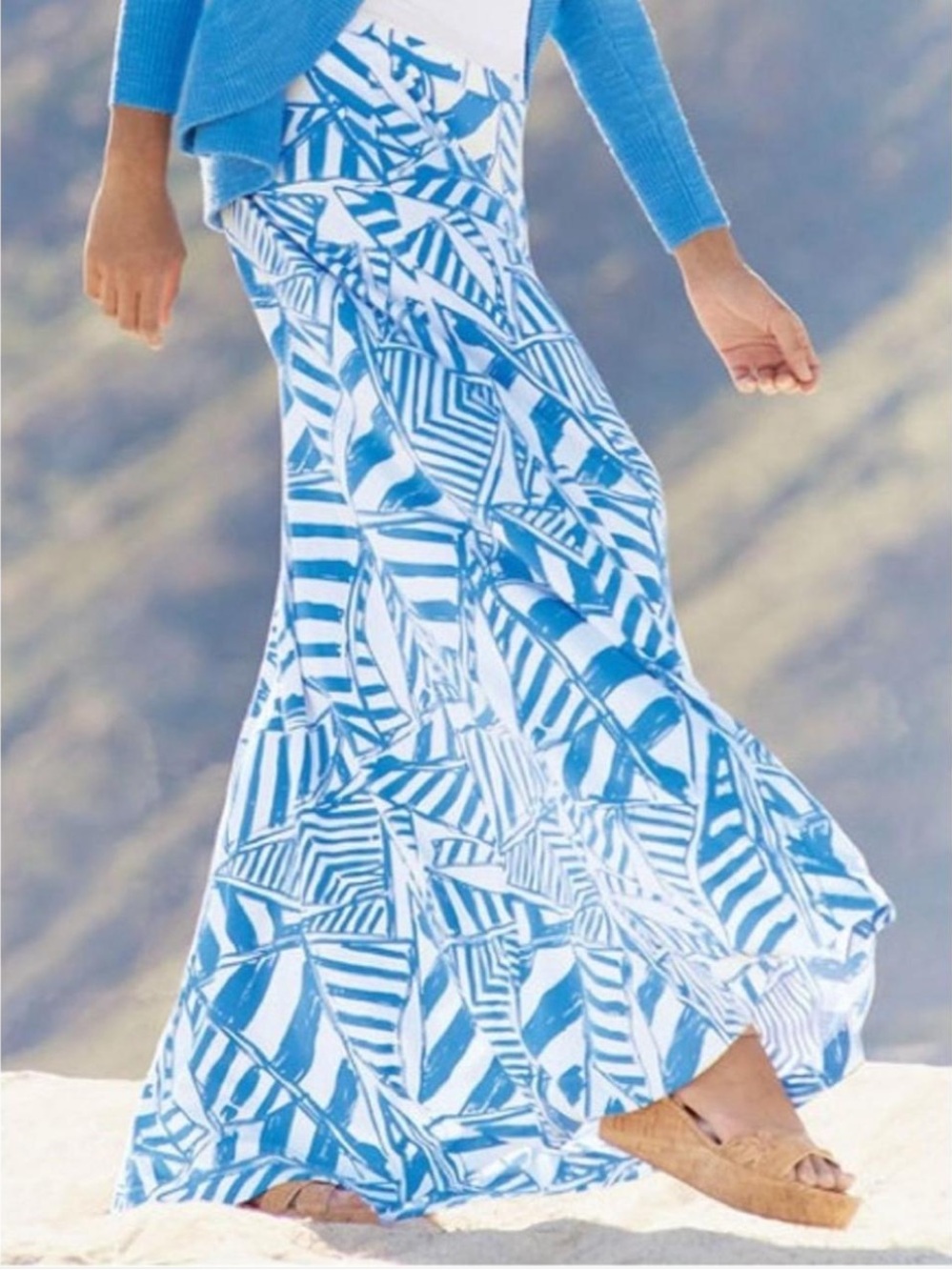 Lilly Pulitzer Nola Sailboat Maxi Skirt size L 98618